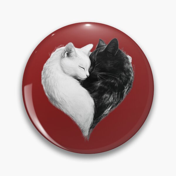 Item preview, Black and White Cats Heart - Cute Yin Yang Cat Lover Art designed and sold by gokhanuzen.