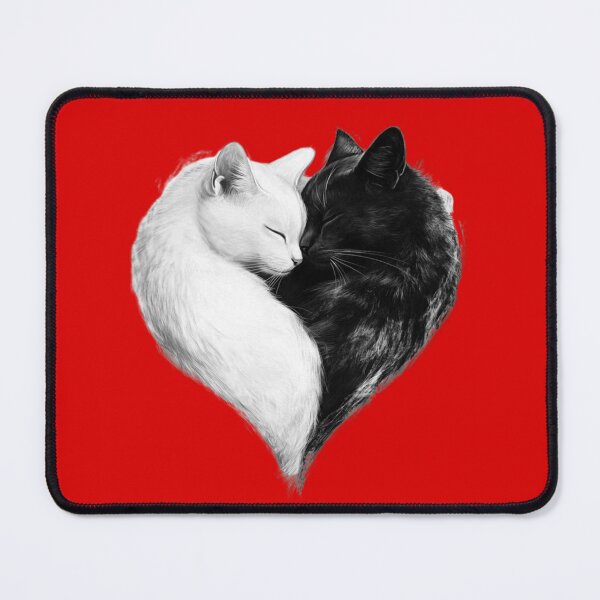 Item preview, Black and White Cats Heart - Cute Yin Yang Cat Lover Art designed and sold by gokhanuzen.
