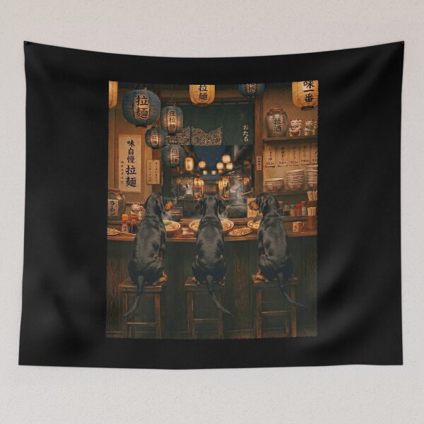 Item preview, Japanese Black and Tan Coonhound Art Ramen Noodle Foodie Dog Lover designed and sold by DoodleTortle.