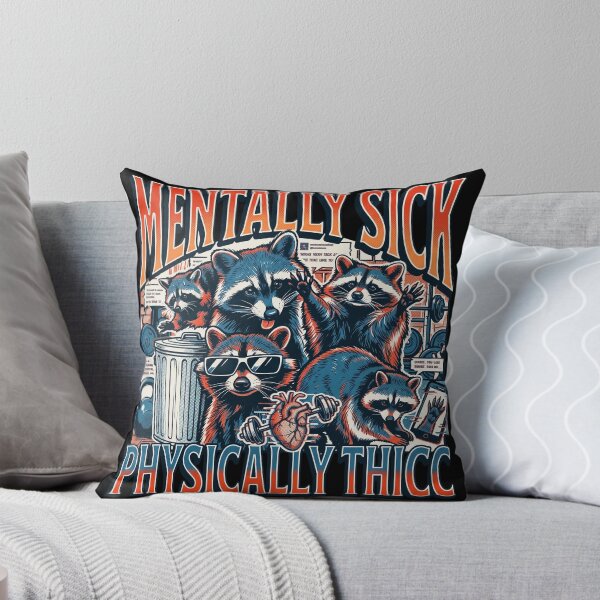 Item preview, Mentally Sick Physically Thicc Raccoon Gym Humor Funny Workout Design designed and sold by Kitkin.