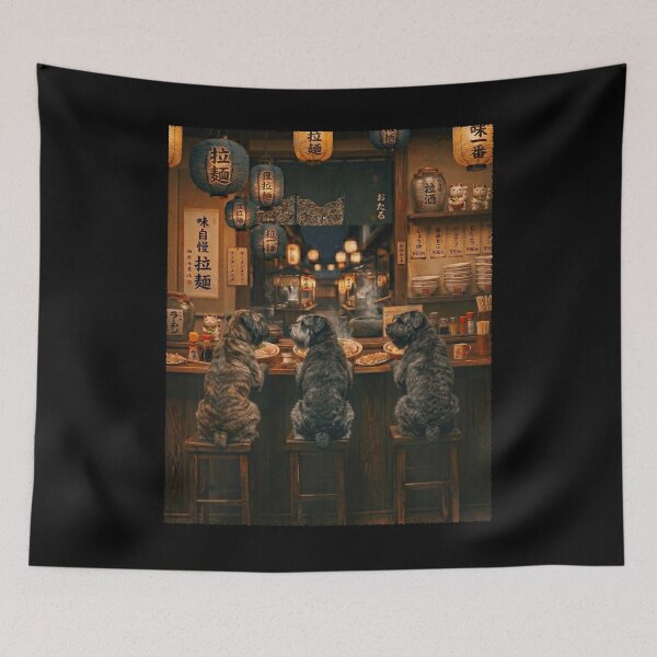 Item preview, Japanese Bouvier des Flandres Art Ramen Noodle Foodie Dog Lover designed and sold by DoodleTortle.