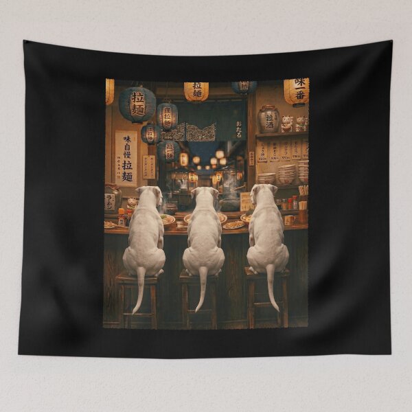 Item preview, Japanese Dogo Argentino Art Ramen Noodle Foodie Dog Lover designed and sold by DoodleTortle.