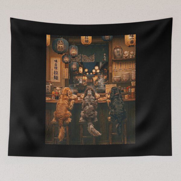 Item preview, Japanese English Cocker Spaniel Art Ramen Noodle Foodie Dog Lover designed and sold by DoodleTortle.