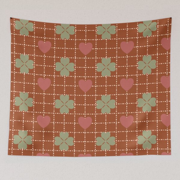 Item preview, Green Heart Pattern with Orange Background designed and sold by digiartsy2026.