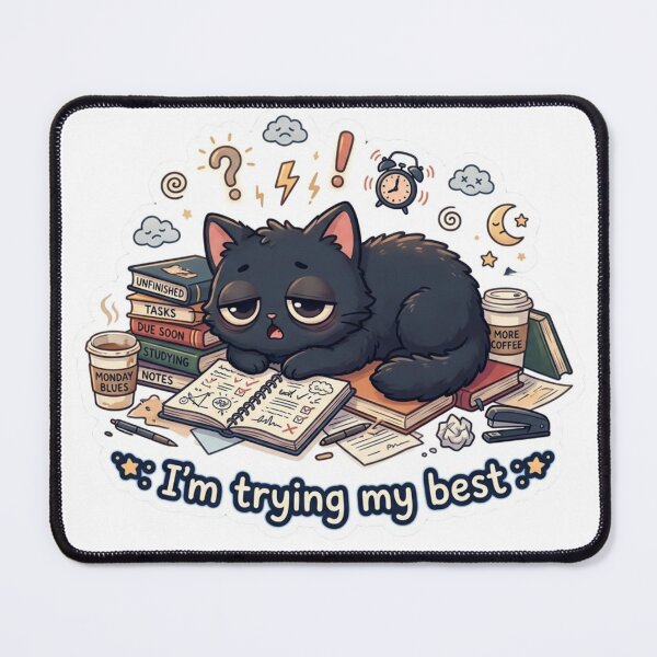 Item preview, Mentally Exhausted Cat designed and sold by Elviqus Shop.