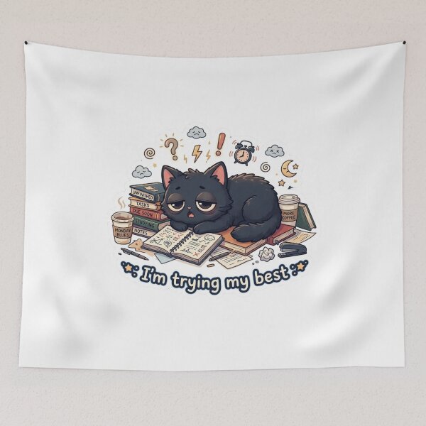 Item preview, Mentally Exhausted Cat designed and sold by Elviqus Shop.
