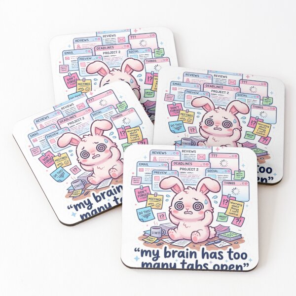 Item preview, Too Many Tabs Open Bunny designed and sold by Elviqus Shop.