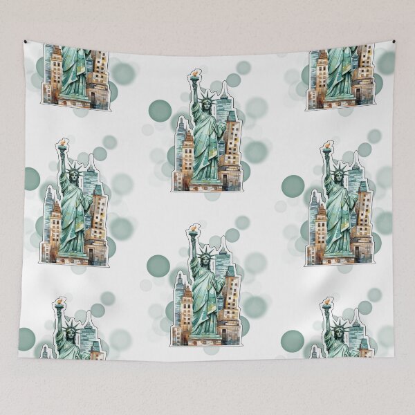 Item preview, Statue of Liberty with New York Skyline Travel Design designed and sold by iamKRUK.