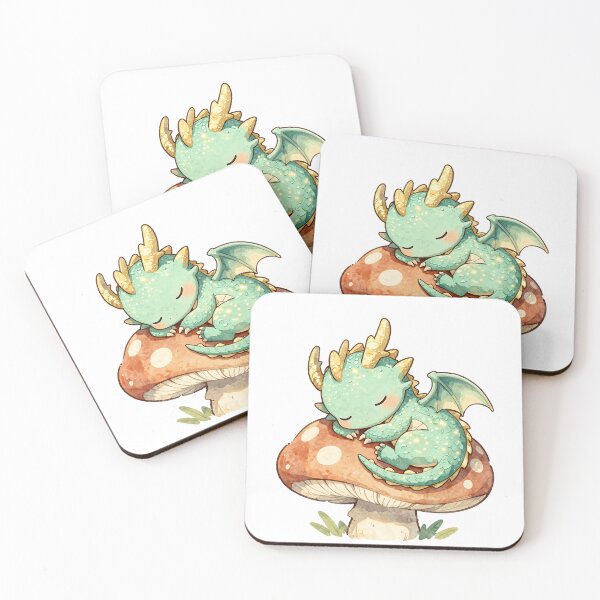 Item preview, Tiny Baby Dragon Sleeping Mushroom | Fantasy Whimsical Magical Design designed and sold by Lyrical Soul.