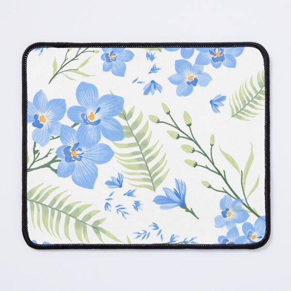 Item preview, Elegant Blue Orchid and Fern Botanical Pattern designed and sold by LafinaArt.