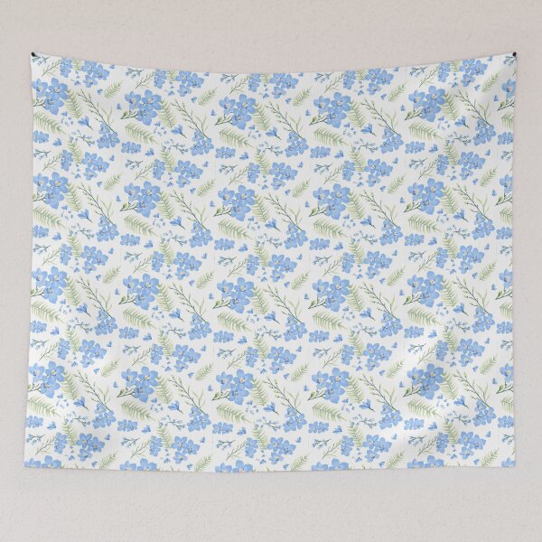 Item preview, Elegant Blue Orchid and Fern Botanical Pattern designed and sold by LafinaArt.