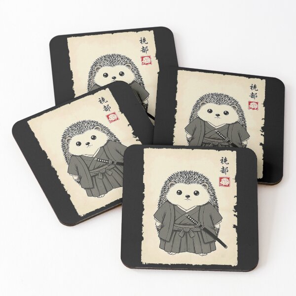 Item preview, Hedgehog Samurai Japanese Art Sumi-e Kawaii Funny designed and sold by Littermin.
