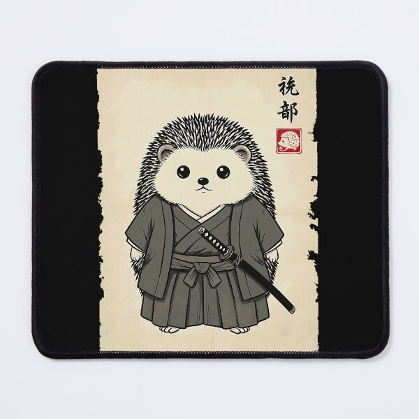 Item preview, Hedgehog Samurai Japanese Art Sumi-e Kawaii Funny designed and sold by Littermin.