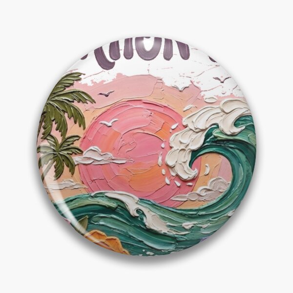 Item preview, Retro Impasto Vacation Mode Summer Wave Floral Beach Sunset designed and sold by BLUESKY11a.