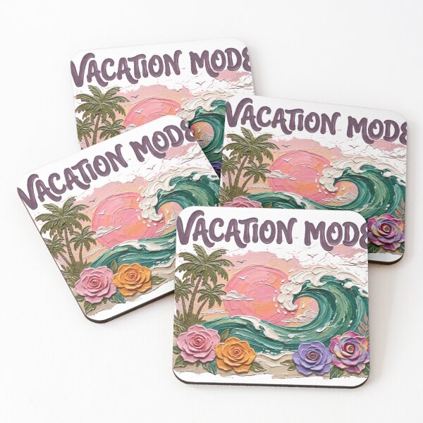 Item preview, Retro Impasto Vacation Mode Summer Wave Floral Beach Sunset designed and sold by BLUESKY11a.
