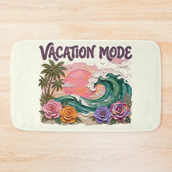 Item preview, Retro Impasto Vacation Mode Summer Wave Floral Beach Sunset designed and sold by BLUESKY11a.