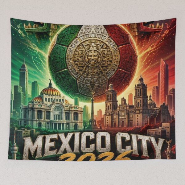 Item preview, Mexico City 2026 Soccer Host City Aztec Fan Art designed and sold by Aram250.