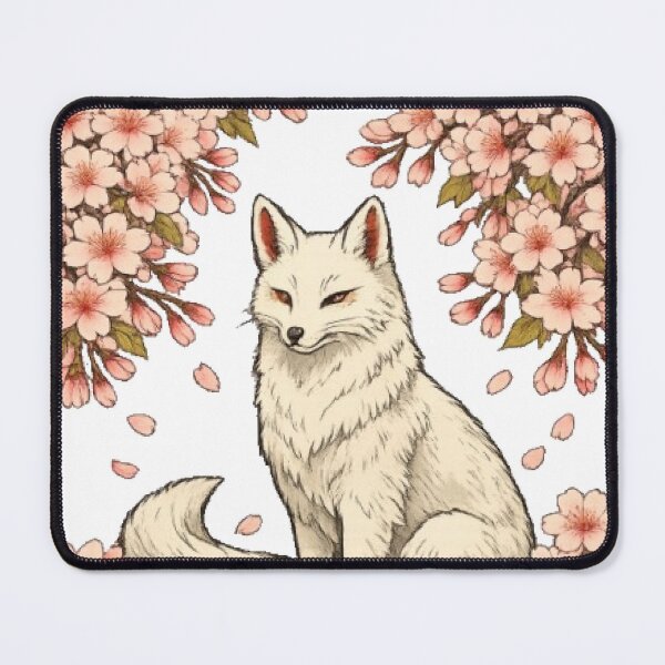 Item preview, White Kitsune Under Cherry Blossoms | Japanese Fox Sakura Art designed and sold by vekotpu.