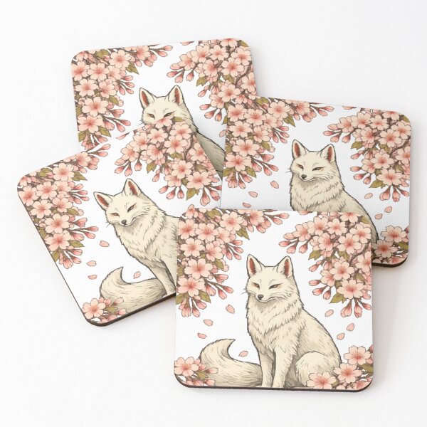 Item preview, White Kitsune Under Cherry Blossoms | Japanese Fox Sakura Art designed and sold by vekotpu.