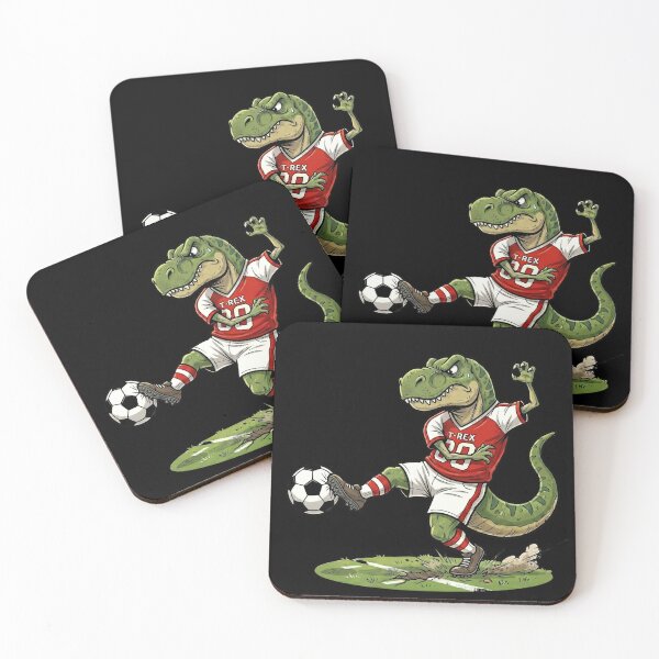 Item preview, T-Rex Footballer — Dinosaur Playing Football Cartoon Humor designed and sold by David Mateo ArtWorks.