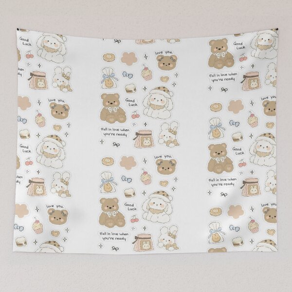 Item preview, Aesthetic Stickers Beige Teddy Bears Cute designed and sold by Aesthetic St1ckers.