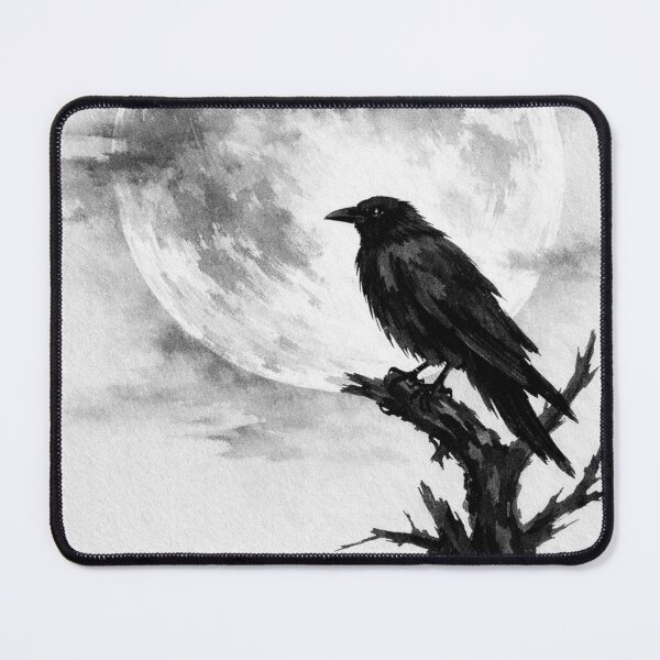 Item preview, The Lone Crow - Japanese Sumi-e Moon Art designed and sold by husso-design.