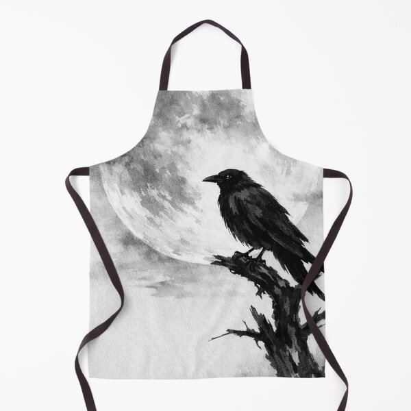 Item preview, The Lone Crow - Japanese Sumi-e Moon Art designed and sold by husso-design.
