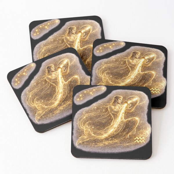 Item preview, Zodiac Aquarius Gold Galaxy Fantasy Art Birthday Gift designed and sold by KI-Kunstwerk.
