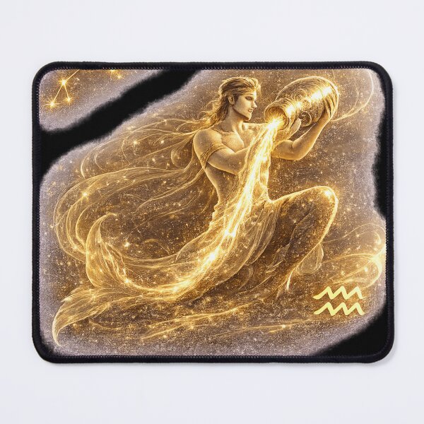 Item preview, Zodiac Aquarius Gold Galaxy Fantasy Art Birthday Gift designed and sold by KI-Kunstwerk.
