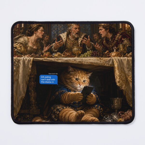 Item preview, Royal Cat Drama Texting Funny Medieval Meme Art Humor Gift designed and sold by irfanshikh.