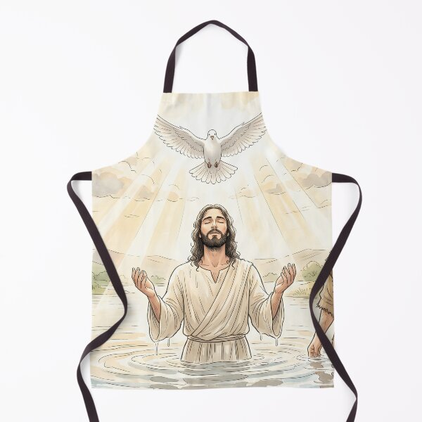 Item preview, Baptism of Jesus Christ Biblical Watercolor Art designed and sold by RRRShop.