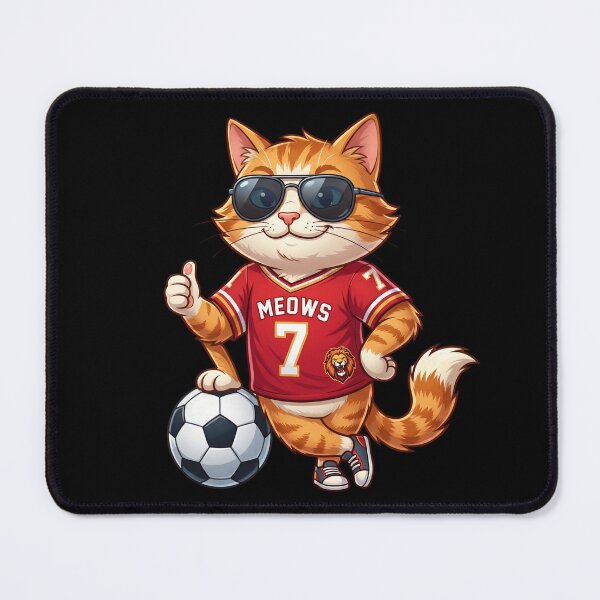 Item preview, Meows Cat Footballer — Cool Cat Red Jersey Football Cartoon designed and sold by David Mateo ArtWorks.