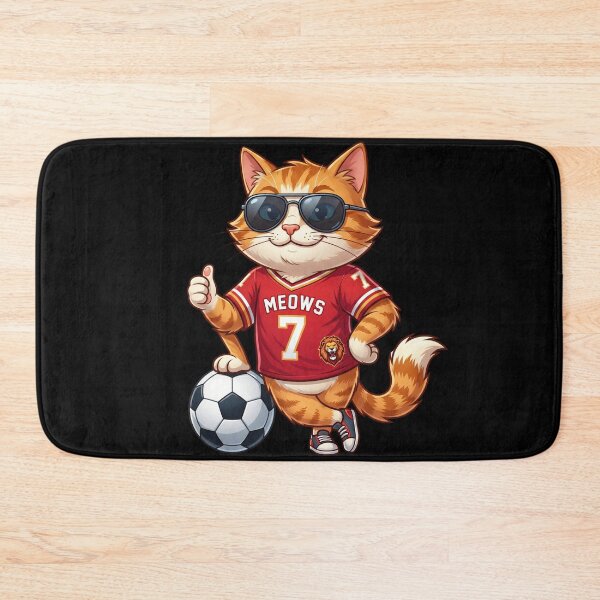Item preview, Meows Cat Footballer — Cool Cat Red Jersey Football Cartoon designed and sold by David Mateo ArtWorks.
