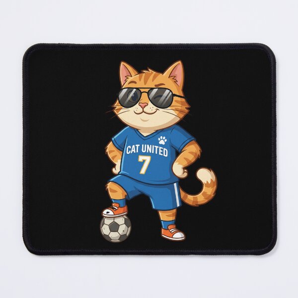 Item preview, Cat United Footballer — Cool Cat Blue Jersey Football Cartoon designed and sold by David Mateo ArtWorks.