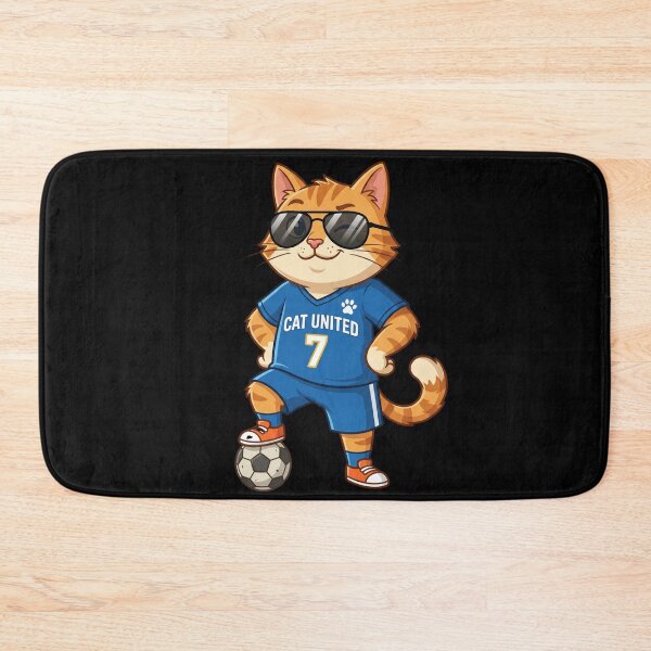 Item preview, Cat United Footballer — Cool Cat Blue Jersey Football Cartoon designed and sold by David Mateo ArtWorks.
