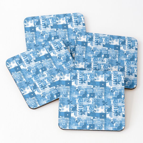 Item preview, Cats in Blue Seamless Repeat designed and sold by Sharon Schwalbe.