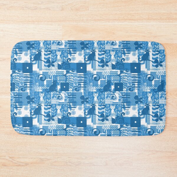 Item preview, Cats in Blue Seamless Repeat designed and sold by Sharon Schwalbe.