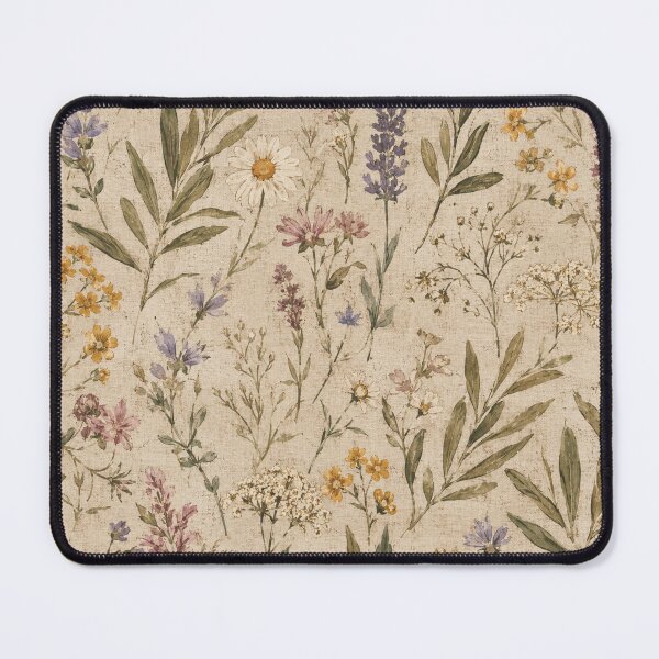 Item preview, Seamless botanical pattern featuring wildflowers and olive leaves in a loose hand-drawn gouache 02 designed and sold by Siam Soul Studio.