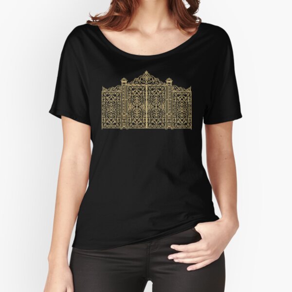 French Wrought Iron Gate | Louis XV Style | Black and Gold | Relaxed Fit T-Shirt