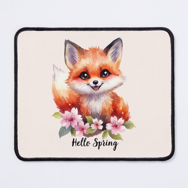 Item preview, Hello Spring Cute Fox Watercolor Art designed and sold by PixelQ.