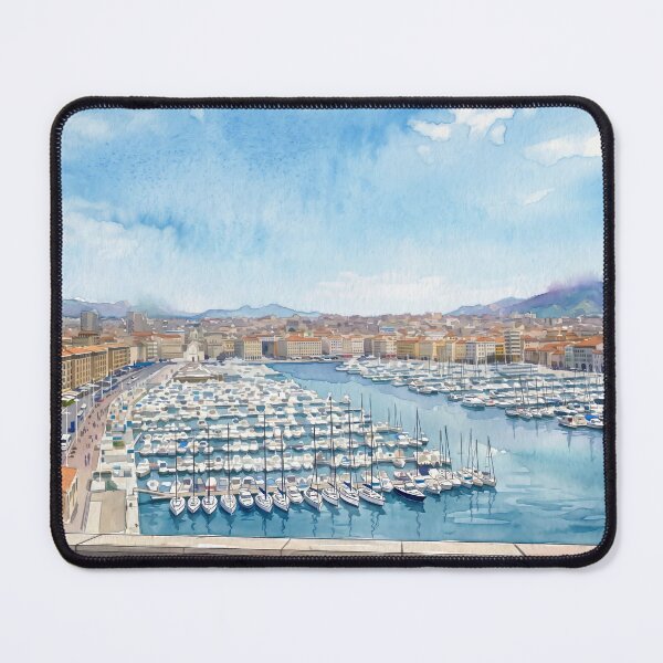 Item preview, Vieux-Port of Marseille in Watercolor Style — Transformation from Real Photography designed and sold by M.ALK.Watercolor.