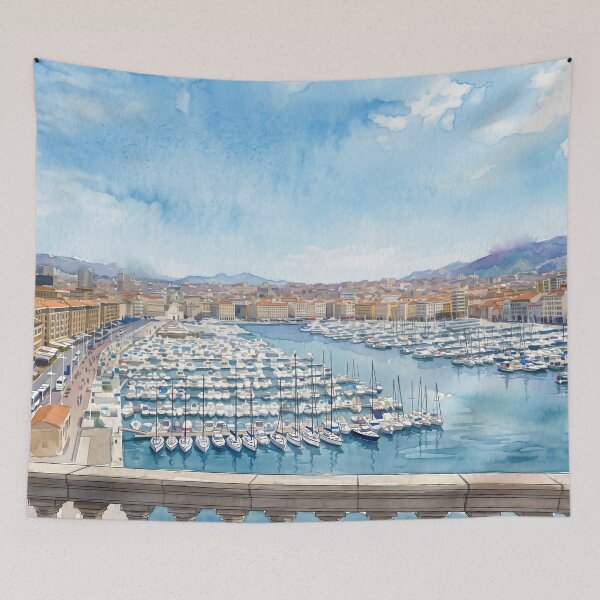 Item preview, Vieux-Port of Marseille in Watercolor Style — Transformation from Real Photography designed and sold by M.ALK.Watercolor.