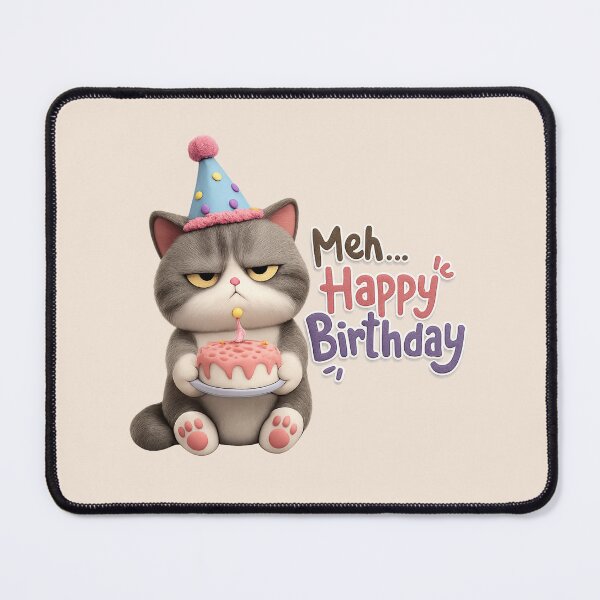 Item preview, Cute Grumpy Cat Birthday Cake | Kawaii Meh Happy Birthday Meme Art designed and sold by Moons Studio.