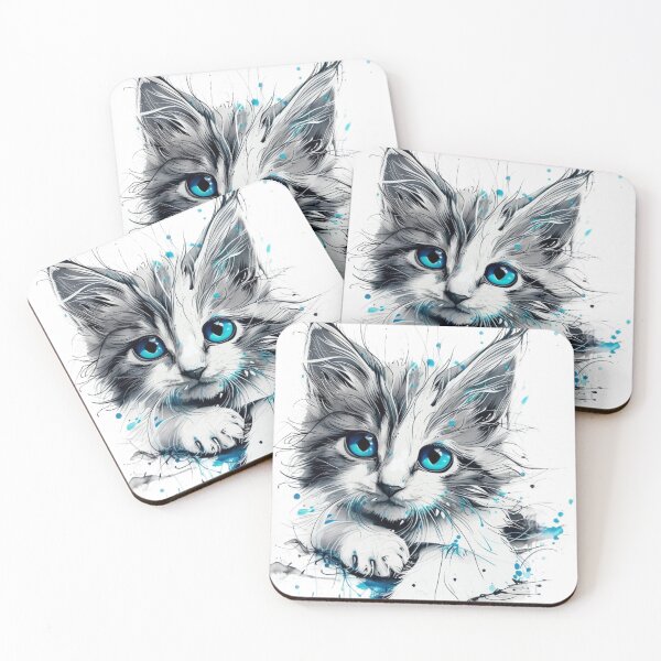 Item preview, Cute Watercolor Kitten with Blue Eyes designed and sold by Articora.