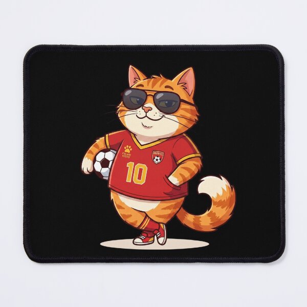 Item preview, Cat Footballer Number 10 — Cool Cat Red Jersey Football Cartoon designed and sold by David Mateo ArtWorks.