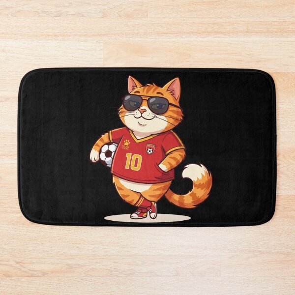 Item preview, Cat Footballer Number 10 — Cool Cat Red Jersey Football Cartoon designed and sold by David Mateo ArtWorks.