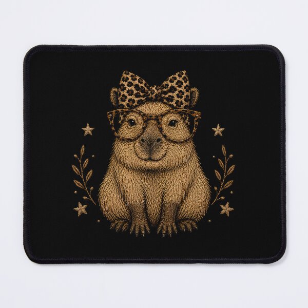 Item preview, Cute Nerdy Leopard Bow Capybara designed and sold by zoes-ink.