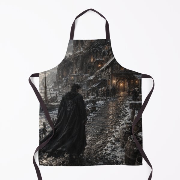 Item preview, Winter Fantasy Harbour Art Print | Dark Medieval Village and Lonely Mage Wall Art designed and sold by Element Horizon Studio.