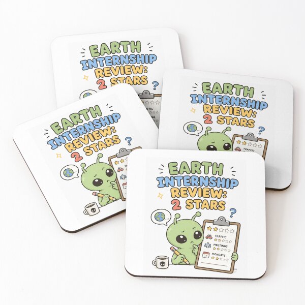 Item preview, Funny Alien Shirt – Earth Internship Review 2 Stars Cute Kawaii Alien Graphic Tee designed and sold by MaynyStudio.