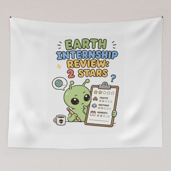 Item preview, Funny Alien Shirt – Earth Internship Review 2 Stars Cute Kawaii Alien Graphic Tee designed and sold by MaynyStudio.